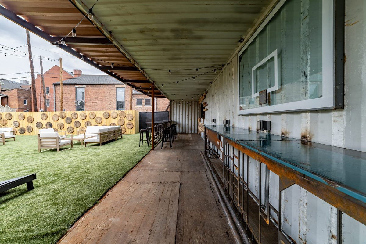 The Paddock courtyard with shipping container bar