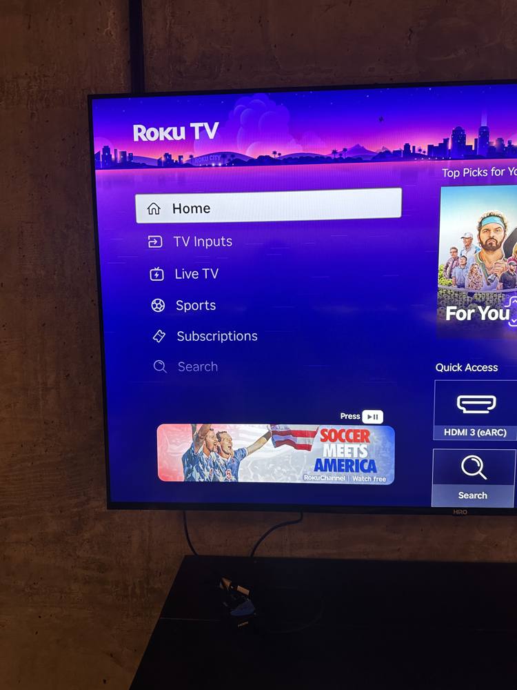 Roku TV menu showing TV Inputs