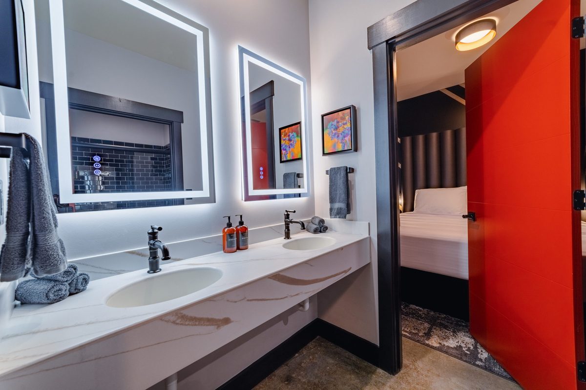 Suite bathroom with double vanity